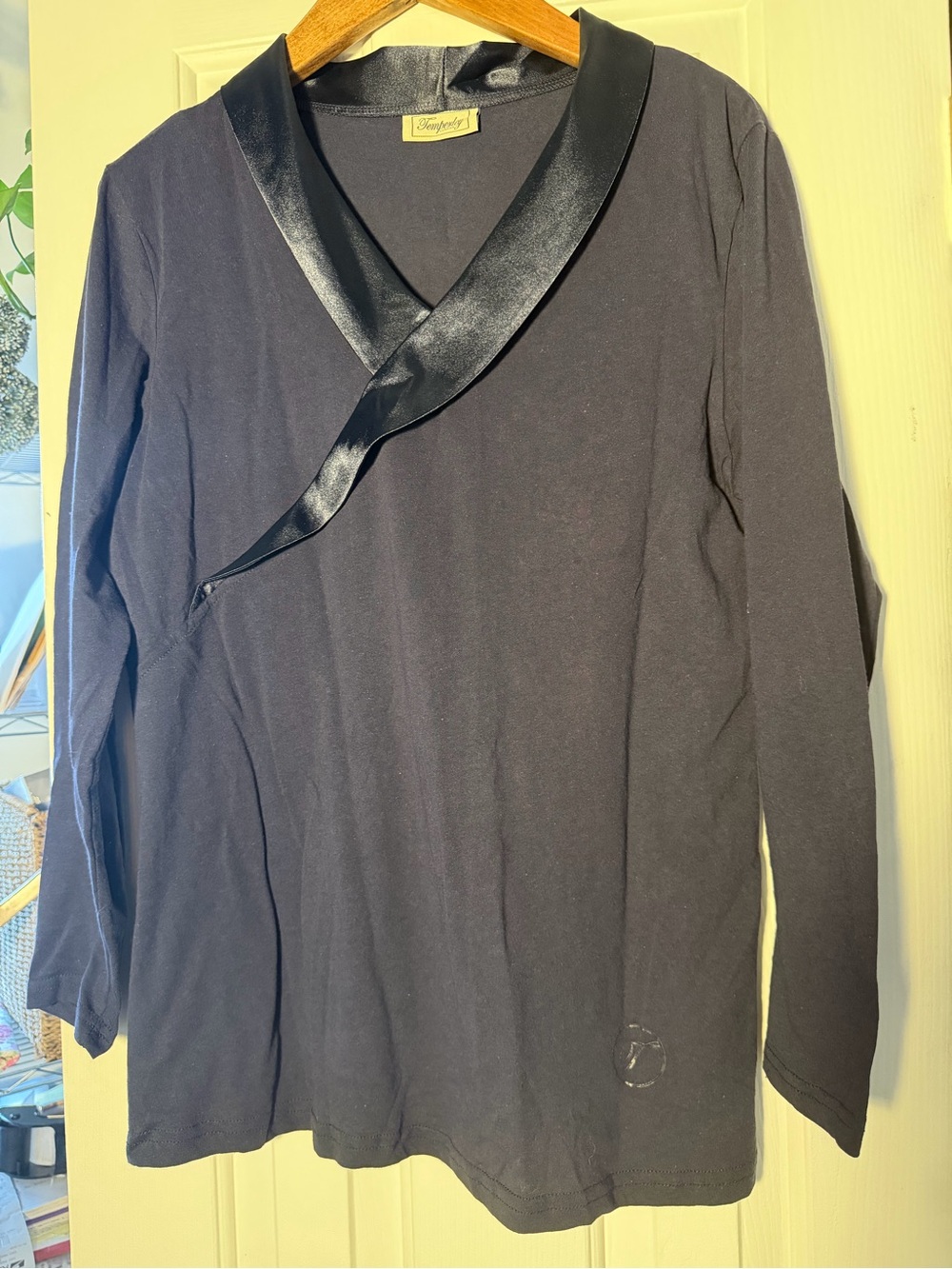 Vintage Temperley London Navy Classic Top With Satin Lapels. M